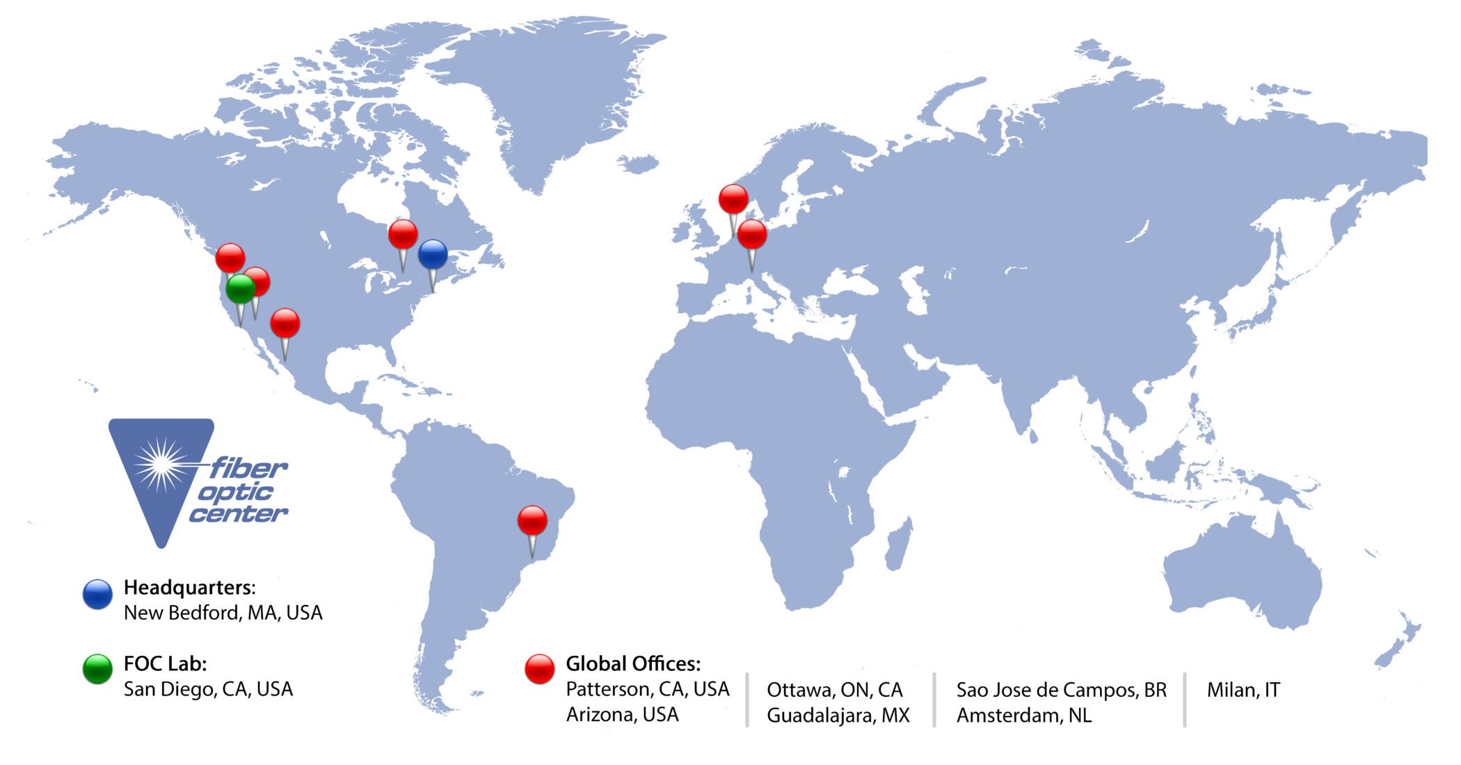 Map of Fiber Optic Center Office Locations